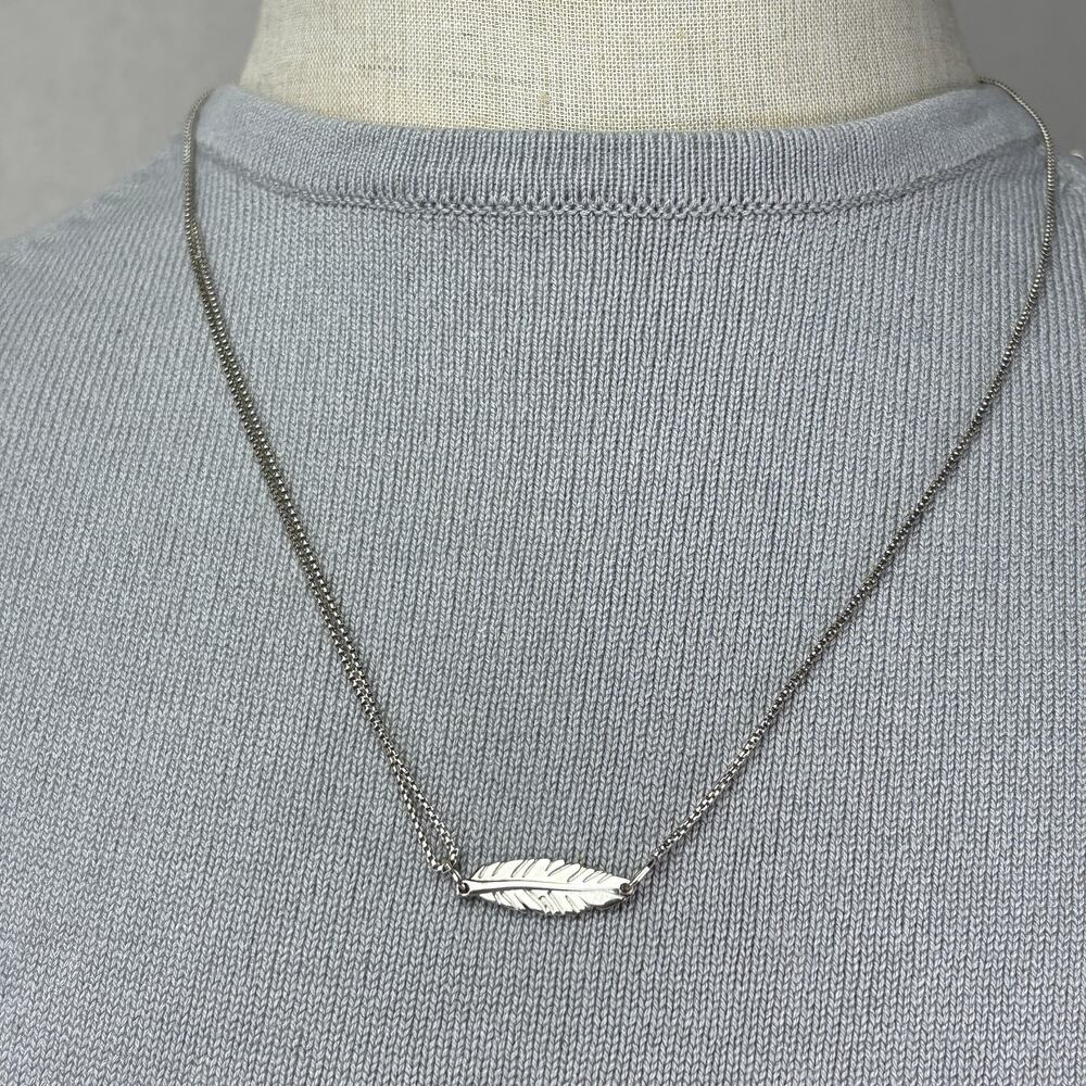 Alex and Ani Horizontal Feather Pull Chain Adjustable Necklace .925 Silver